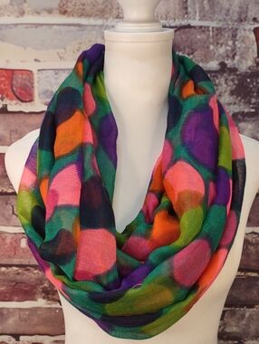 D&Y Multicolor Polka Dot Infinity Scarf - Pink, Green, Purple, Orange